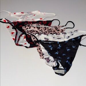 Women's Assorted Printed Satin Thong Panties - Pack of 5